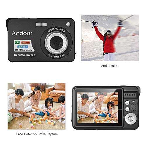 Ubersweet® Imported Mini Digital Camera with 2pcs Rechargeable Batteries 720P HD 8X Digital Anti-Shake 2.7inch LCD Screen for Kids Children Holiday_152316 3