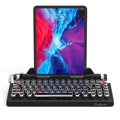 QWERKYTOYS Qwerkywriter Typewriter Inspired Retro Mechanical Wired & Wireless Keyboard with Tablet Stand 2