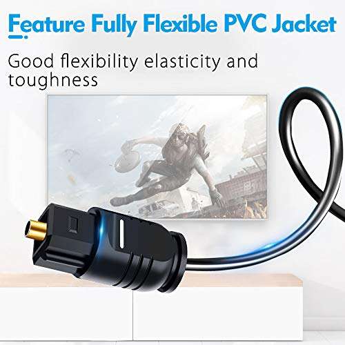 3-Pack Optical Audio Cable(6FT), Fiber Optic Cable with 24k Gold-Plated Connectors Digital Audio Cable Compatible with Home Theater, Sound Bar, TV, PS4, Xbox, Playstation, Digital Optical Audio Cable 5