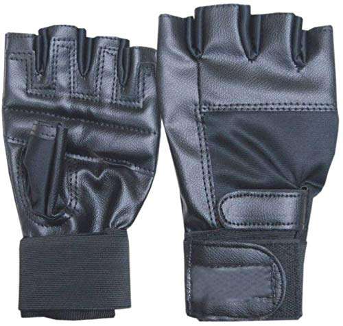 Spride Unisex Leather Gym Gloves (Black)