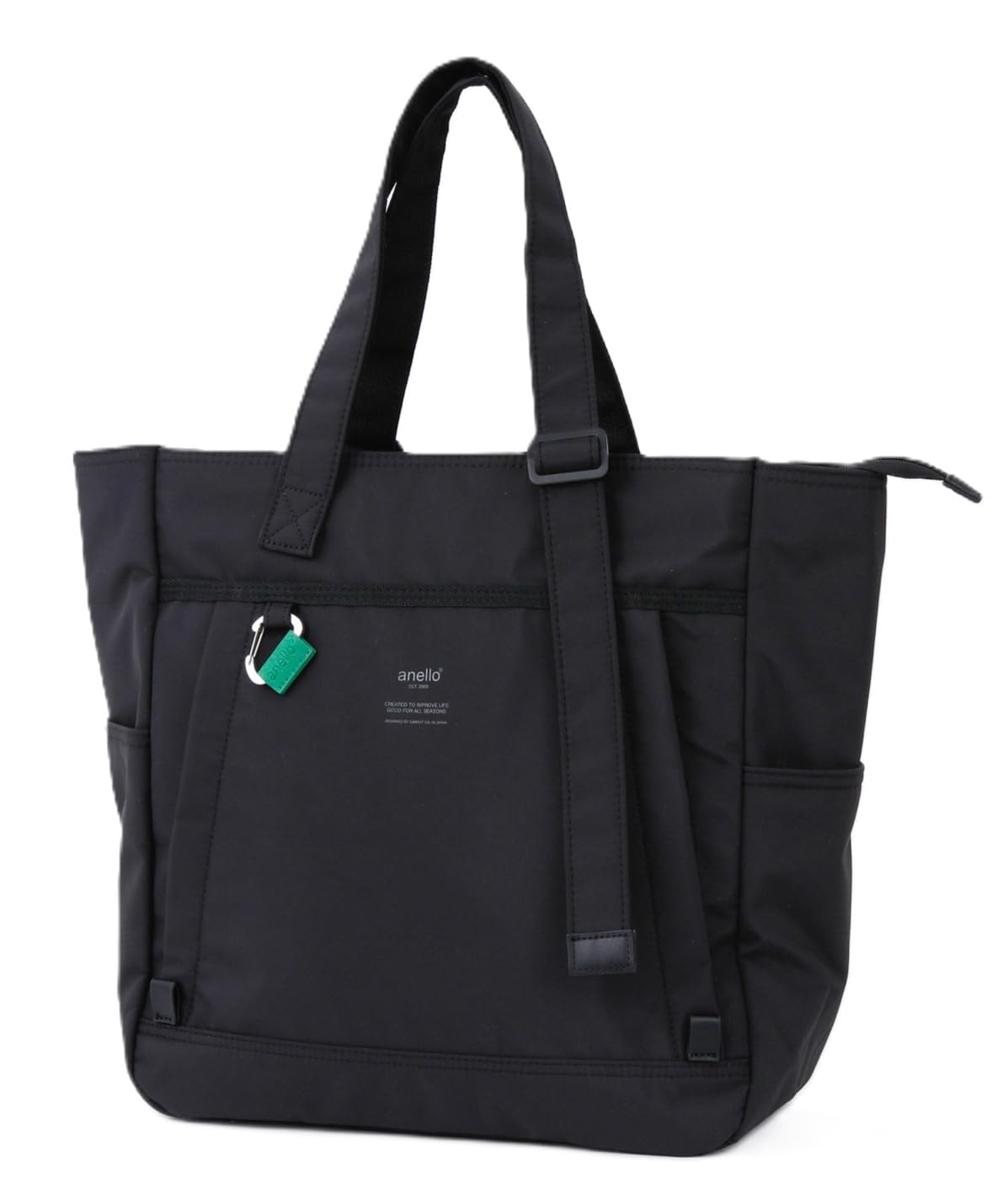 anello BASE Tote Bag, A4, Water Repellent, Multi-Storage | 6 Pockets | Designed in Japan (Black)