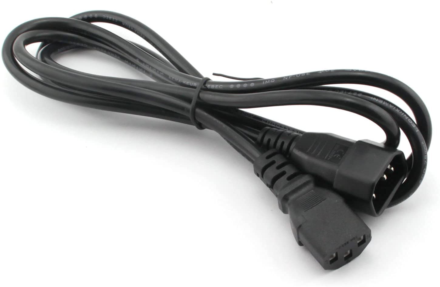 Longdex 2-Pack Standard Computer Power Extension Cord 18Awg 250V 10A IEC 320 C13 Female to C14 Male Power Cable 6 Feet 3