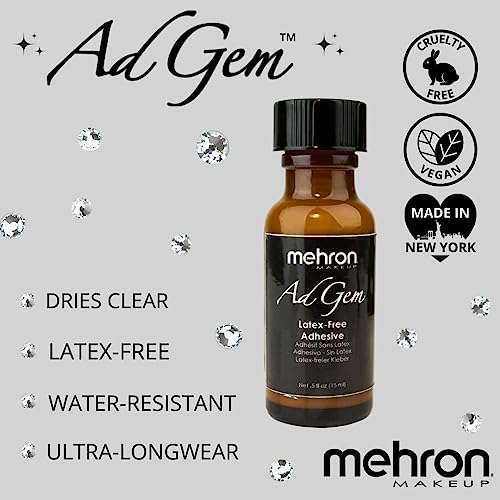 Mehron Makeup AdGem Adhesive | Rhinestone Glue | Latex-Free Eyelash Glue | Body Adhesive .5 fl oz (14 ml) 3