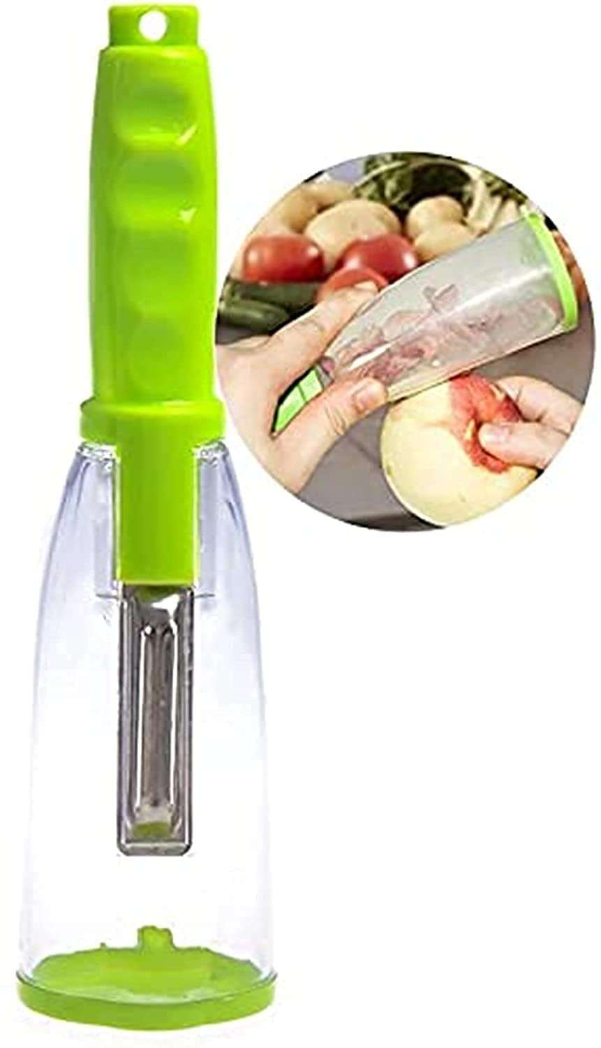 HAB Mart Stainless Fruits_Vegetable Peeler for Kitchen with Storage Container Peeling Tool - Multicolor-0 3
