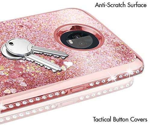 Silverback Moto Z3 Case,Moto Z3 Play Case, Moving Liquid Holographic Sparkle Glitter Case with Kickstand, Bling Diamond Bumper with Ring Stand Slim Protective Motorola Z Play (3D Gen) -Rose Gold W 3