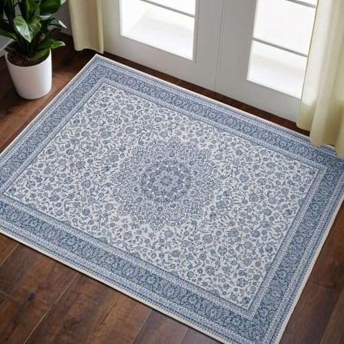 TTelephant Floral Doormat Entryway Rug Washable Area Rug 2x3, Spill-Proof Surface, Non-Slip Backing, Cozy Soft Faux Wool, Printed Rugs for Kitchen, Bathroom, Bedroom - Ieve 2