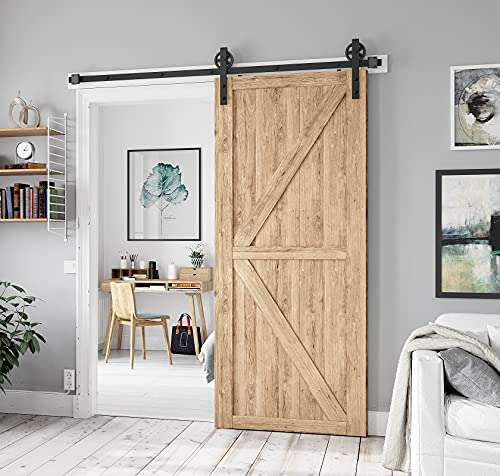 HomLxaLx Sliding Barn Door Hardware Rollers, Barn Door Hangers Only, Fit 1 3/8-1 3/4" Thickness Door Panel, Smooth and Quiet Industry Hangers, Big Wheel Shape-Black-2 Pack 2