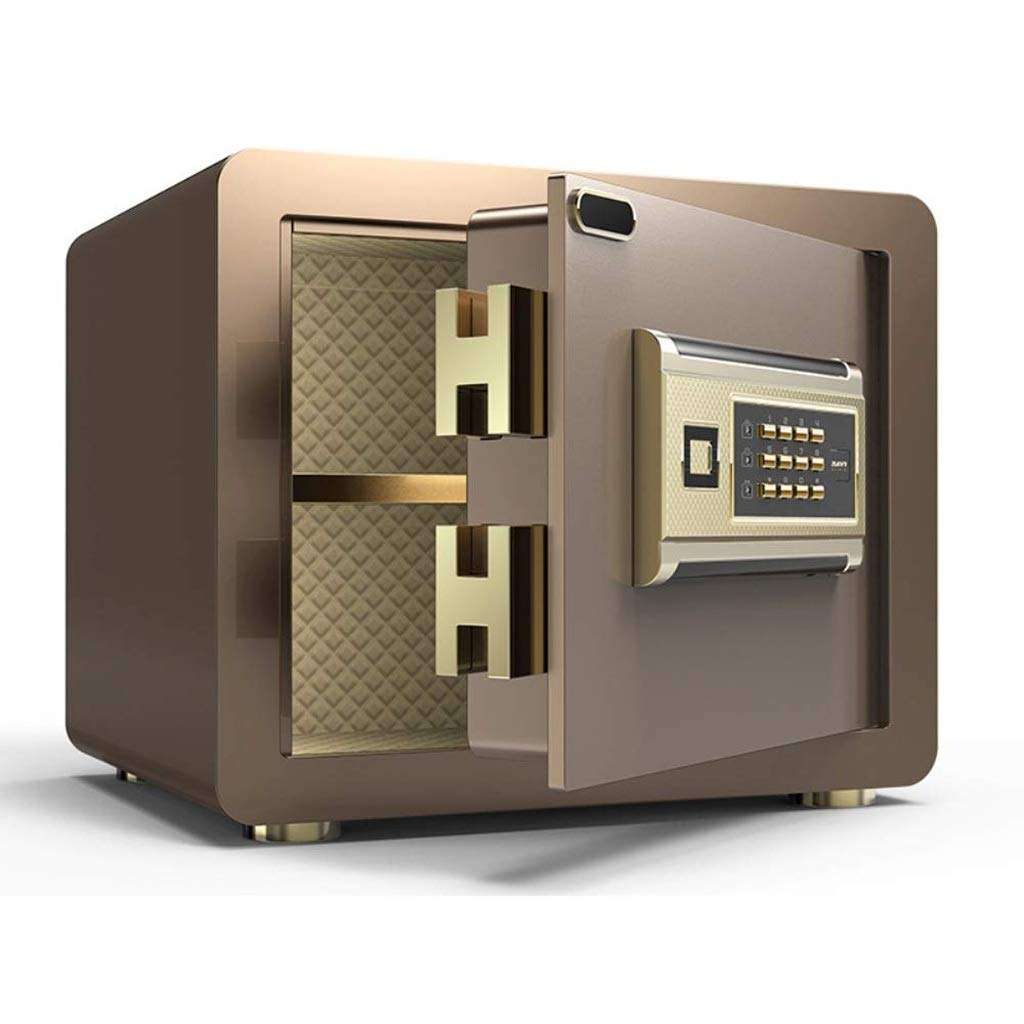 Steel Safe Digital Security Fingerprint Biometric Wall Safe Lock Box Cash Strongbox Wall-in with Number Keys Emergency Lock Safe, Glamour Black strongbox 1