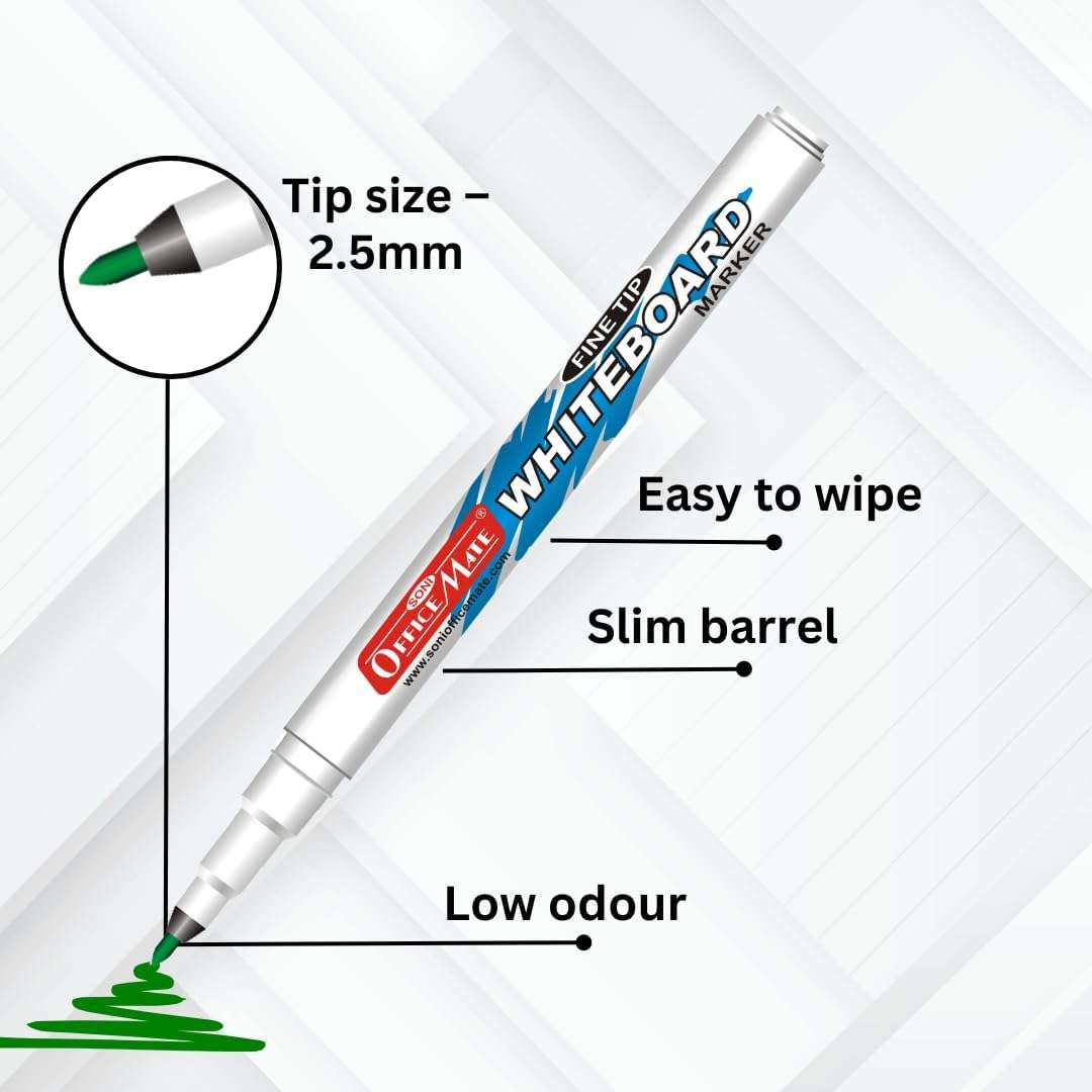 Soni Officemate Slim Whiteboard Marker, Assorted Colour-(4 Pcs- 2 Sets) 4