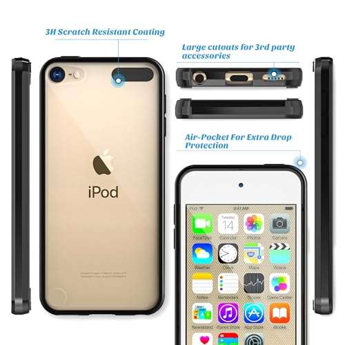 ULAK iPod Touch 7 Case, iPod Touch 6 Case, Slim Fit Hybrid Bumper TPU/Scratch Resistant Hard PC Back Cover/Corner Shock Absorption Case for Apple iPod Touch 5 6th 7th Generation (2019), Red 6