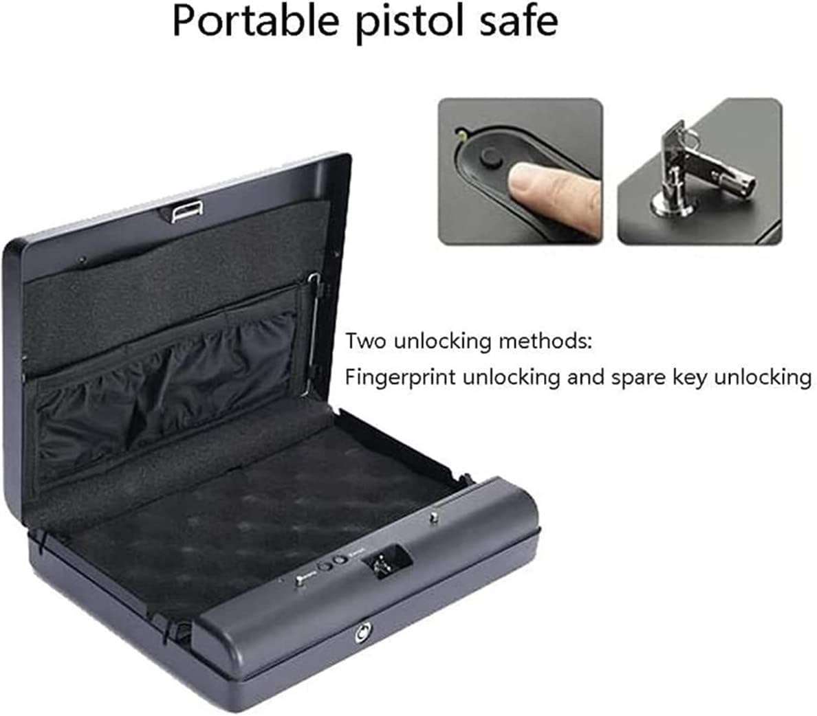 FlexiSpaceUS Safe with Biometric Fingerprint Keypad Lock and Key Smart Pistol Safe for Money/Pistol/Cash/Jewellery Lock Home Safe 4