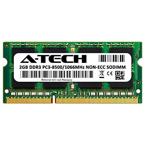 A-Tech for Apple 2GB DDR3 1067MHz / 1066MHz PC3-8500 SODIMM Memory RAM Module for MacBook, MacBook Pro, iMac, Mac mini - (Late 2008, Early 2009, Mid 2009, Late 2009, Mid 2010) Models 2