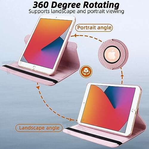 TGK Rotating Cover for iPad 8th Gen 10.2 inch (2020) Rose Gold 360 Degree Leather Stand Case 4