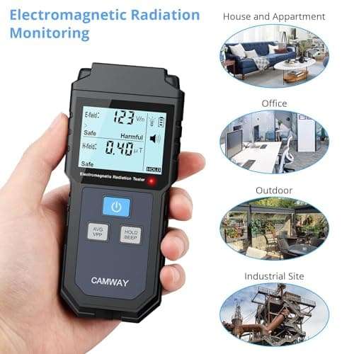 CAMWAY EMF Meter, Electromagnetic Field Radiation Detector Handheld Mini Digital Backlight LCD EMF Detector Sound and Light Alarm for Home EMF Inspections, Office, Outdoor 5