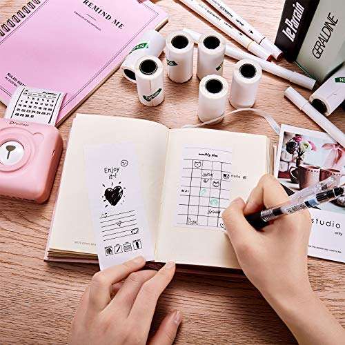 9 Piece Glossy Printable Sticker Paper Thermal Paper Mini Film Photo Printer Paper Direct Thermal Paper for Pocket Mobile Thermal Printer 57 x 30 mm (White) 6