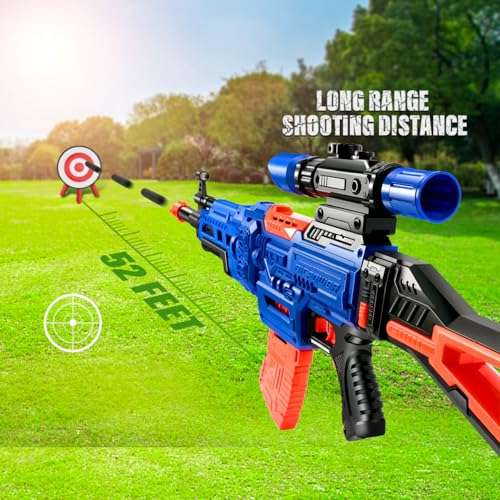 Bigpower Electric Kids Toy Sniper Rifle with Scope Tactical Vest Kit,4 in 1 Automatic Kids Sniper Rifle Toy Guns for Boys 8-12,Rifle Dart Guns Big Size,Toy Guns with Removable Magazines（2 Pcs 2