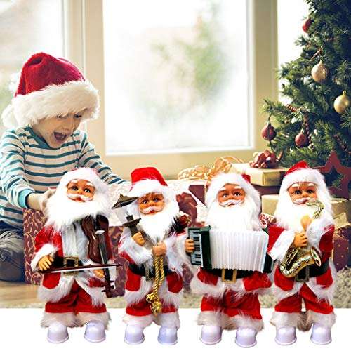 Singing Dancing Santa,Christmas Toys Decoration Ornaments,Plush Doll Hanging,Musical Moving Figure,Electric Doll Decoration Gifts (Multicolor A) 1