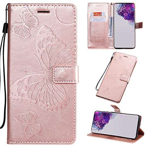 SHHIIA Samsung Galaxy A01 Wallet Case,with High-Grade PU Leather Trendy Style Flip Wallet[ Shockproof TPU Interior Shell ] Phone Case Compatible with Samsung Galaxy A01,Rose Gold 1