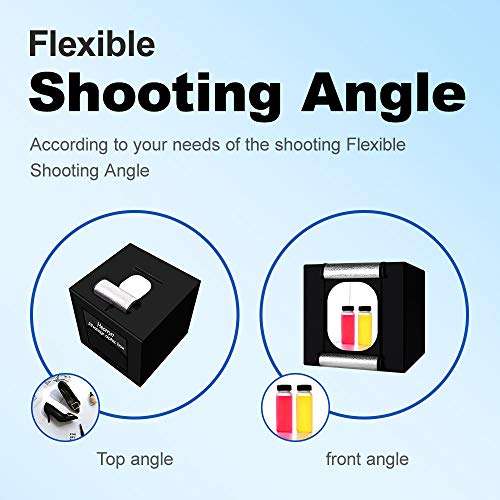 Professional Photo Light Box, Heorryn 16x16x16 Inches Portable Photo Studio Box Folding Shooting Tent Kit with Brightness Dimmable 126 LED Lights and 5 Backdrops for Jewellery, Food, Shoes Photography 3