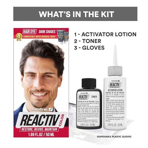 Menfirst - Reactiv Semi-Permanent Instant Hair Dye for Men - Color Hair Toner - Darken & Cover Gray Hair in 5 Minutes - 2 Pack - 1.69 Oz 3