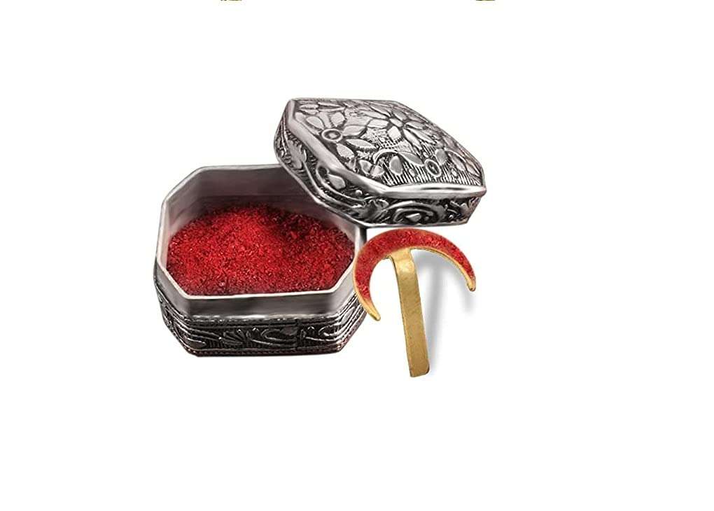 Morir Copper Half Moon Chandra KOR Bindi Design Forehead Tika Teeka Tool Bindi Applying Tool Hindu Deity Ornament for Men and Women 4