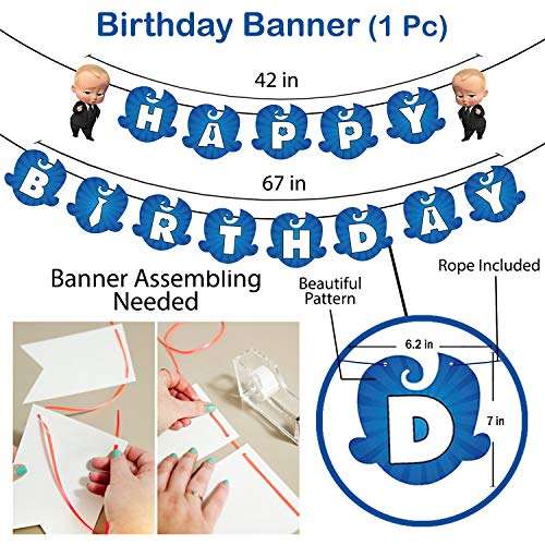 Party Propz Boss Baby Theme Happy Birthday Banner For Kids - Boss Baby Birthday Decorations Items 2