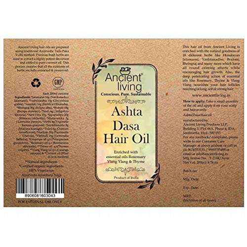 Ancient Living Organic Ashta Dasha Hair Oil For Healthy & Strong Hair - Promotes Hair Growth - Prevents Hair Fall - For Men & Women - 50 ml - Set of 2 3