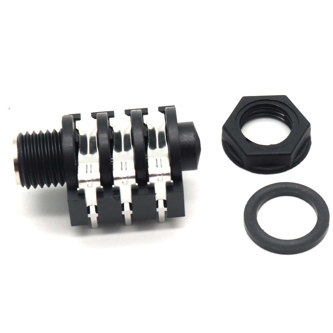 Luomorgo PCB Panel Mount 6 Pin 1/4" 6.35mm Female Socket Stereo Headphone Jack Silver Thread 20pcs 4