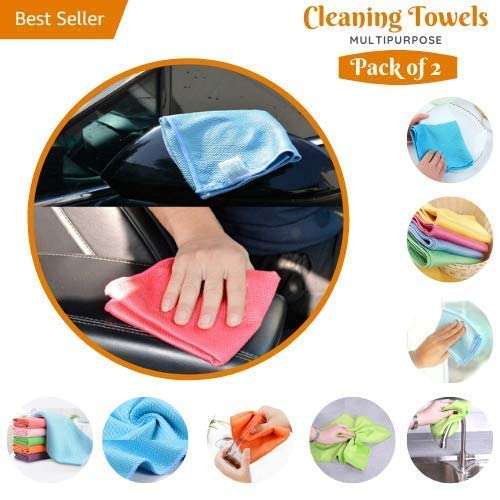 Diamonddeal Microfiber Glass Scrubbing Cloth & Polishing Cloth (Set of 2)-Fast Drying Cleaning Cloth for Any Surface Car, Gym, Spa, Kitchen, Floor, Glass, to Rub Dirty Surface (Size 30CM X 30CM). 6