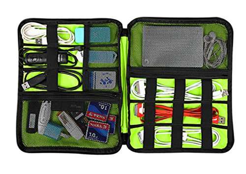 Double Layer USB Cable Hard Drive Case Electronics Accessory Organizer iPad Tablet Cellphone Cord Shuttle SD Card Reader Holder Travel Carrying Storage Bag Headphone Charger Clutter Protection Case 3