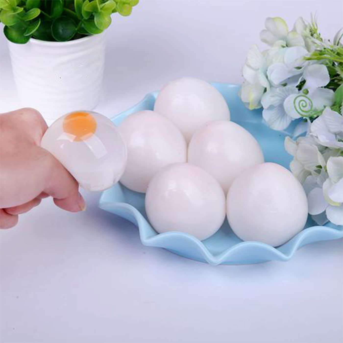 KAVIN Stress Buster Egg Shape Squishy Toy Hand Exercise Squeeze Ball for Kids and Adults Combo of 4 (Colours May Be Vary)