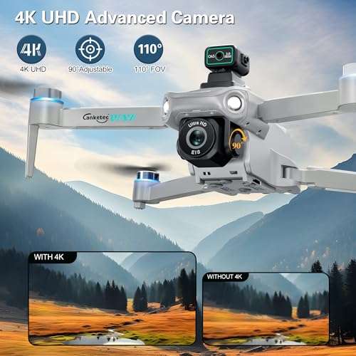 Drone with 4K UHD Camera for Adults,GPS RC Drone Brushless Motor,Upgraded Tablet Screen,2 Axis Gimbal EIS, Smart FPV Foldable Quadcopter for Beginners, Auto Return, Follow Me, Waypoints, 60 Mins Flight Time,Gift Drone, with Obstacle Avoidance 2