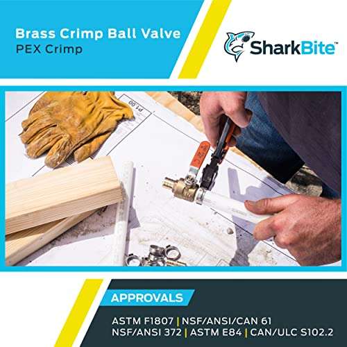 SharkBite 1/2 Inch Crimp Ball Valve, Brass Plumbing Fitting, PEX Pipe, PE-RT, 22461LFA 5