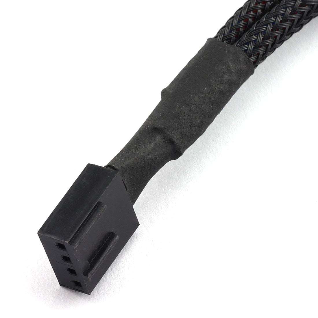 SDTC Tech PWM Fan Splitter Cable PC 4Pin 1 to 4 Ways Fan Power Extension Adapter Cable Black Sleeved Braided 4Pin Female to 4X 4Pin Male 27cm/10.5 inches 3