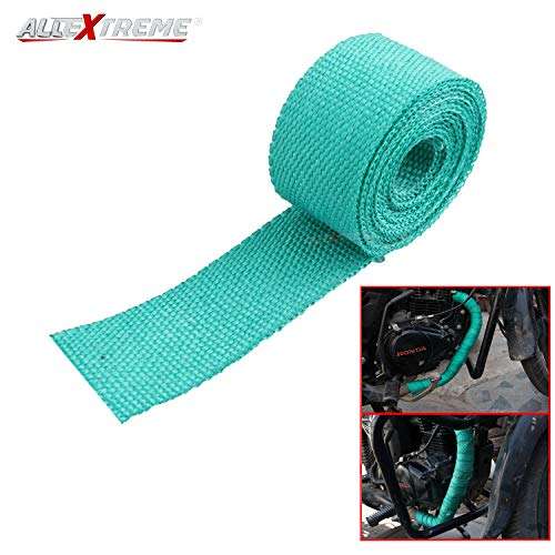 AllExtreme EXSGBG1 Bike Exhaust Universal Silencer Wrap Heat Shield Protector with Clamp Compatible for Classic Electra Standard Bullet (3Mtr, Green) 2