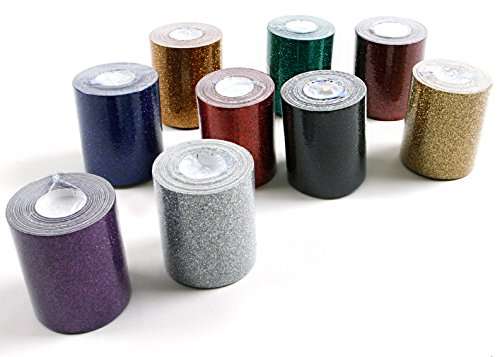 ROSEROSA Peel & Stick Glitter Sand Crafting Tape Self-Adhesive Covering Countertop Border Sticker (Silver : 3 inch X 5 Yard) 2