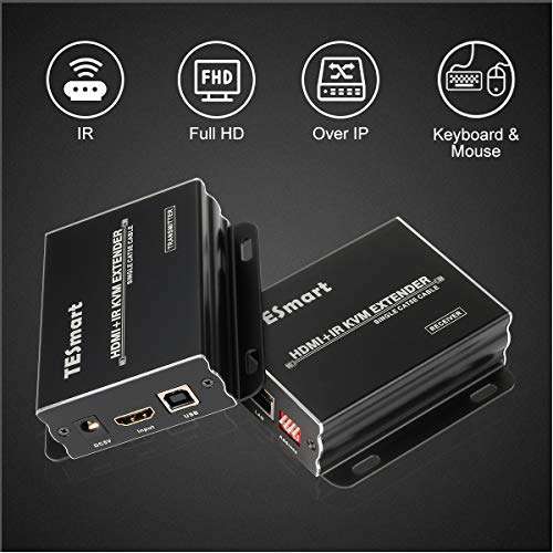 Stable 1080P Many to Many HDMI KVM Multiple Repeater Extender up to 400ft Over IP Cat5e Cat6 with IR Pass Through(Receiver Only) 3
