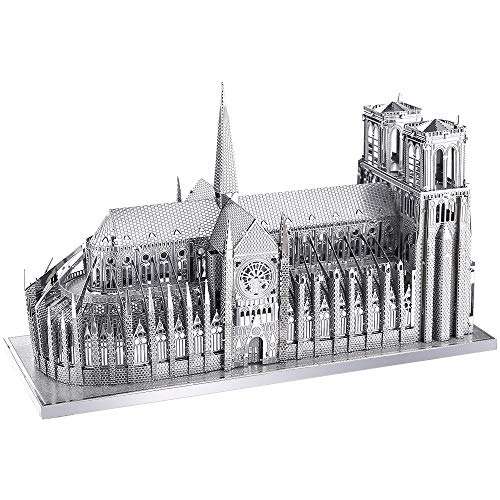 Piececool 3D Metal Puzzle for Adults, Gold Notre Dame De Paris Church Metal Model Kit, French Cathedral Architecture Building Kits, Great Birthday 114 Pcs 1