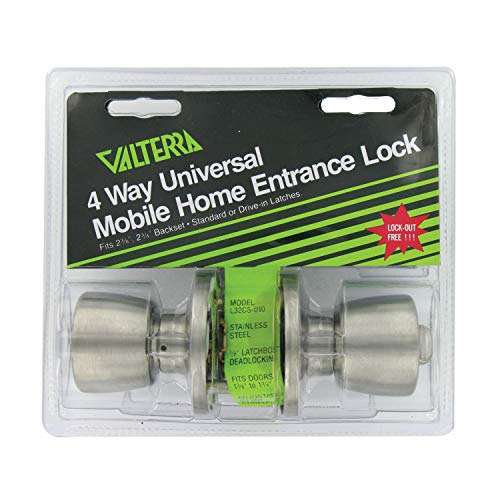 VALTERRA L32CS010 Stainless Steel Mobile Home Entrance Lock - Knob x Knob,Silver 1