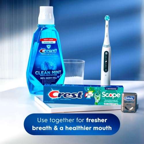 Crest + Scope Whitening Toothpaste - Pack of 3, 5.4 Oz Tubes - Anticavity Fluoride Toothpaste, Fresh Breath, Kills Germs - Tartar Protection, Enamel Protection - Minty Fresh Flavor 4