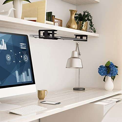 IFCASE Under Desk Laptop Mount, Metal Under Desk Shelf Holder for Laptop, Mac mini, MacBook, Keyboard with Anti-Scratch Silicone (Black) 5