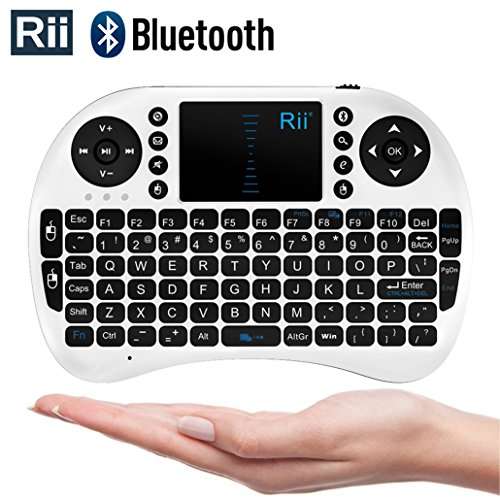 Rii i8 Mini Bluetooth Keyboard with Touchpad＆QWERTY Keyboard, Portable Wireless Keyboard with Remote Control for Smartphones/Laptop/PC/Tablets/Windows/Mac/TV/Xbox/PS3/Raspberry Pi .Silver White 2