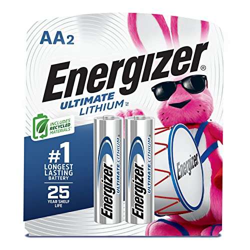 Energizer AA Lithium Batteries 2 Pack Lasts 9 Times Longer, Silver, Medium (EVEL91BP2) 1