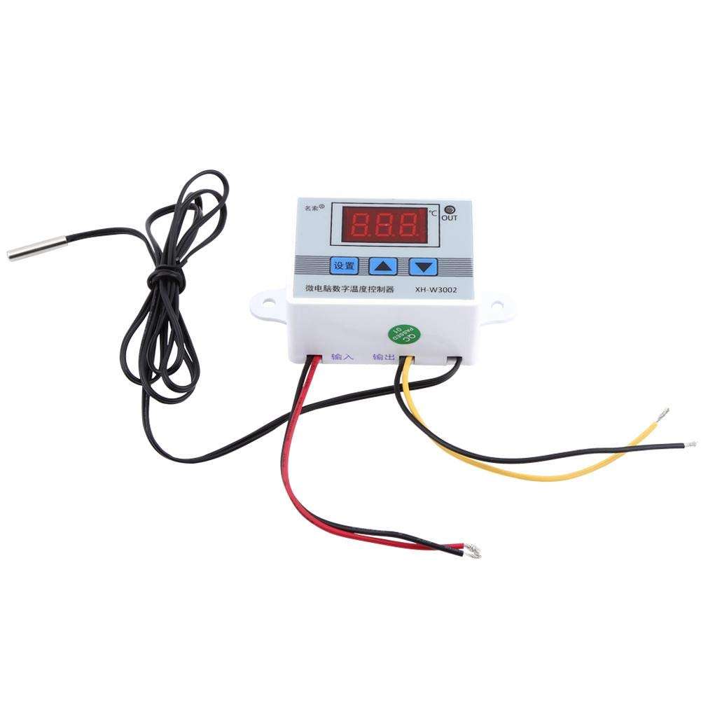 DC Thermostat Temperature Controller Digital Display Microcomputer Switch with Sensor Probe Supports High Temperature Protection(DC24V) 1