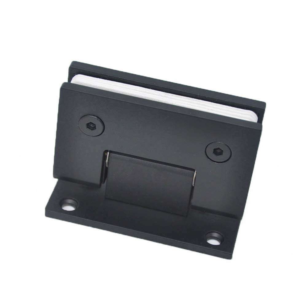 90 Degree Glass Door Hinge, Heavy Bathroom Door Clip, Shower Room Hinge Bathroom Hardware, 304 Stainless Steel Brushed Surface Treatment, Suitable for 8-12 mm Toughened Glass (Black) 2