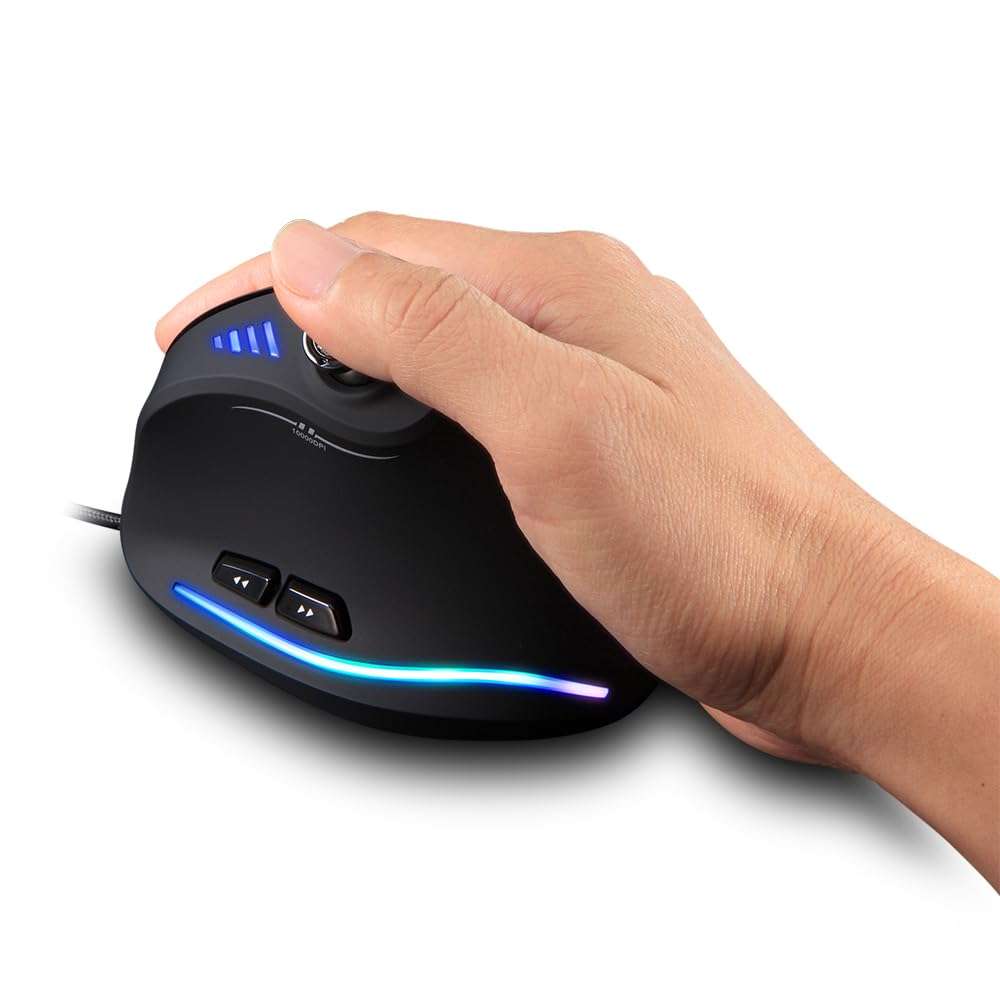 zelotes Ergonomic Gaming Mouse with Joystick,10000 DPI(6-Level Adjustable),11 Programmable Buttons,RGB Lighting, USB Optical Wired Vertical Mouse for Office/Gaming/Laptop/PC (Black) 6