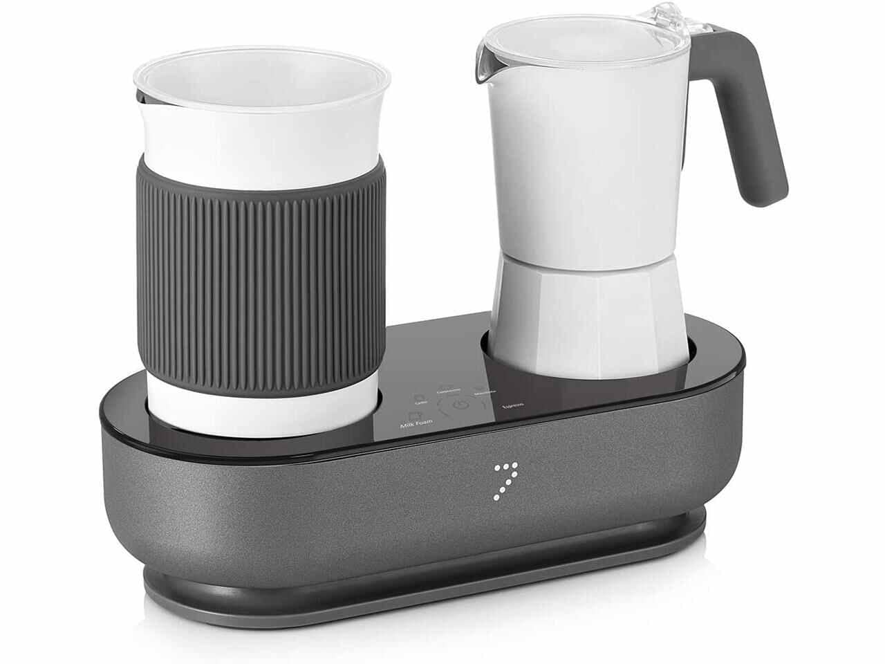 SEVEN&ME 11.8 OZ Coffee Maker Coffee Machine 2 in 1 with Milk Frother Single Serve Espresso Maker Moka Pot