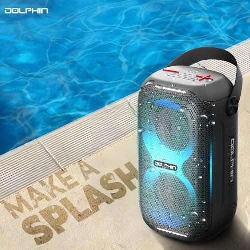 Dolphin Portable Bluetooth Speaker - Loud & Compact Size, IPX5 Waterproof, Long-Lasting Battery - Ideal for Beach, Pool, Shower, Gym, Camping, Outdoors (Gray) 2