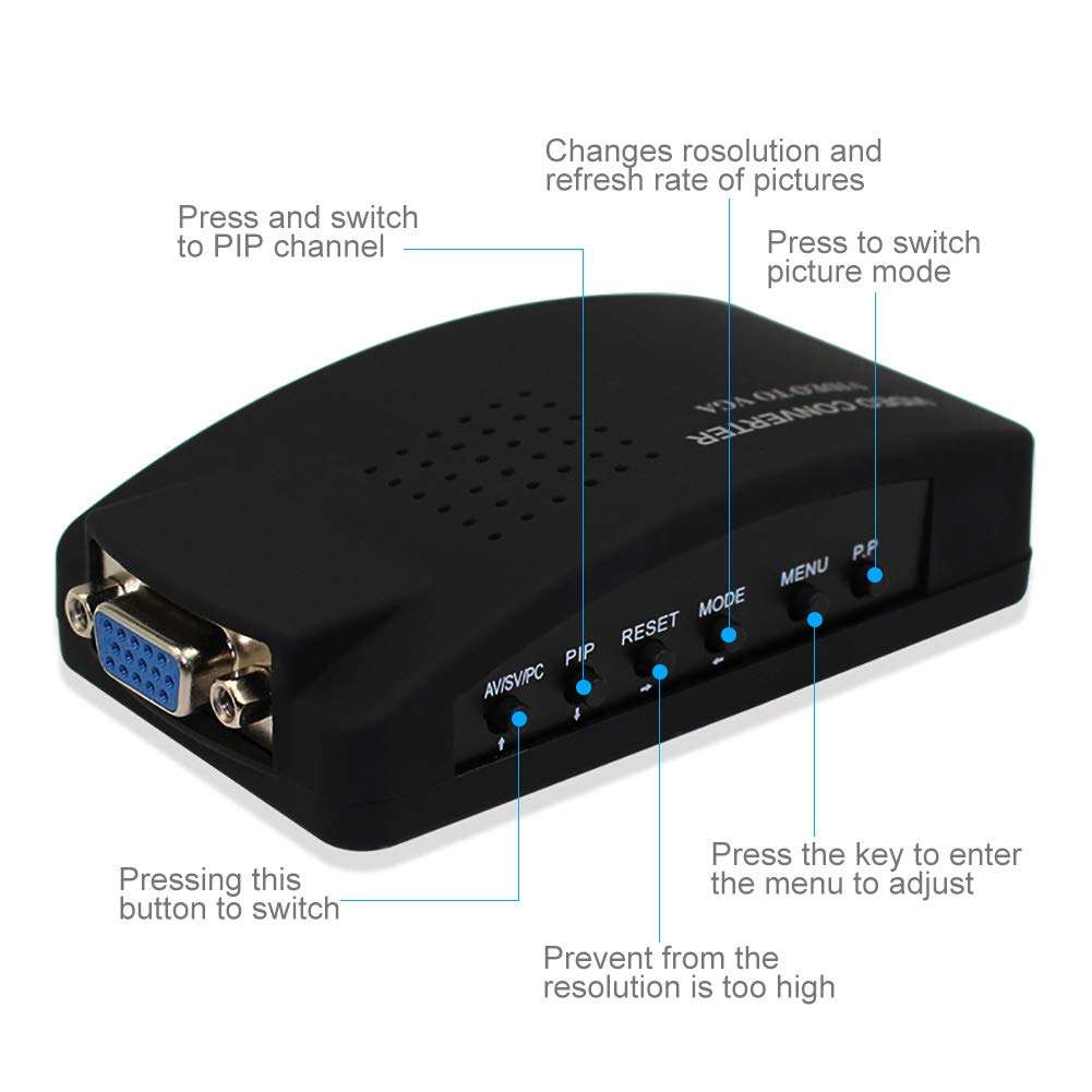 Yosoo CCTV BNC Camera Composite S-Video to VGA Converter Adapter in to PC VGA LCD Out 2