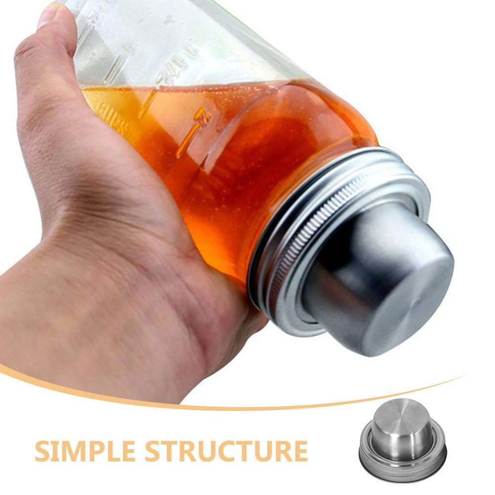 OUNONA 10pcs Stainless Steel Mason Jar Shaker Lids Versatile Spice Dispenser Cocktail Shaker Covers for Salt Sugar Spices and Flour Storage Easy to Use and Store 6